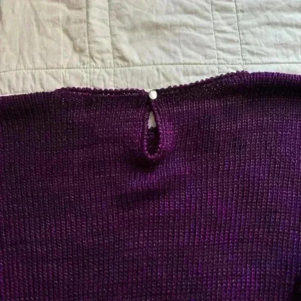 Vintage Albert Paul floral knit sweater women’s large plum purple artsy‎ boho